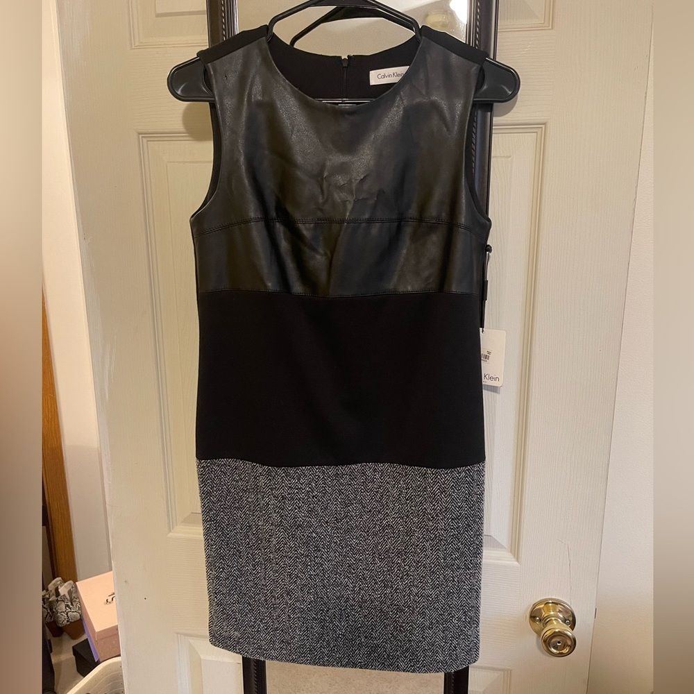 Calvin Klein Black and Gray Mini Dress